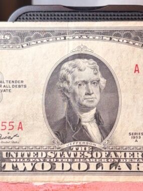 1953C $2 Red Seal Miscut Error Ser #A 51432855 A #206185737771